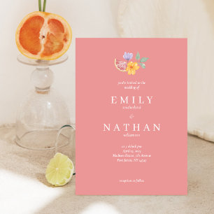 Invitation Cocktails modernes Citrus Aquarelle Paradis Floral