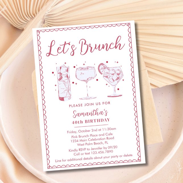 Invitation Cocktails Quirky Rose Brunch N'importe quelle fête (Créateur téléchargé)