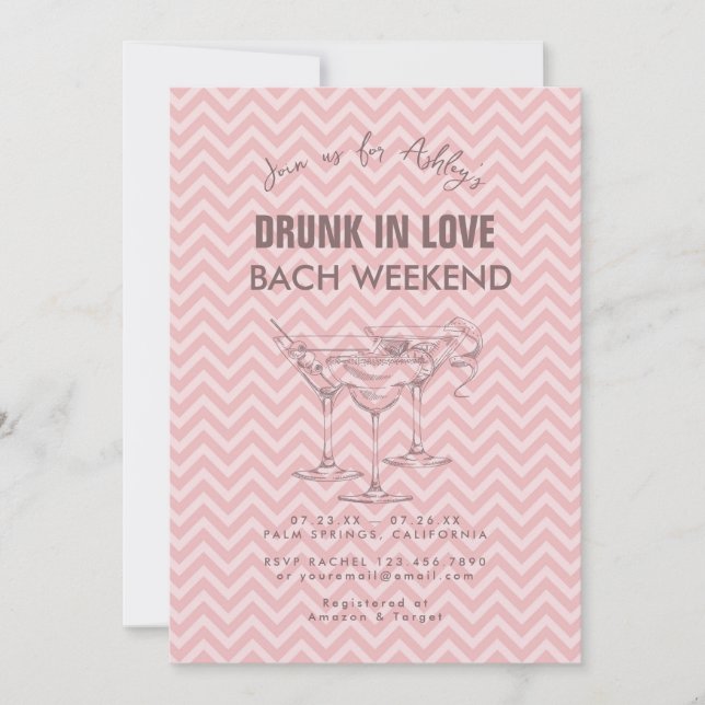 Invitation Cocktails Retro Bachelorette Week-end (Devant)