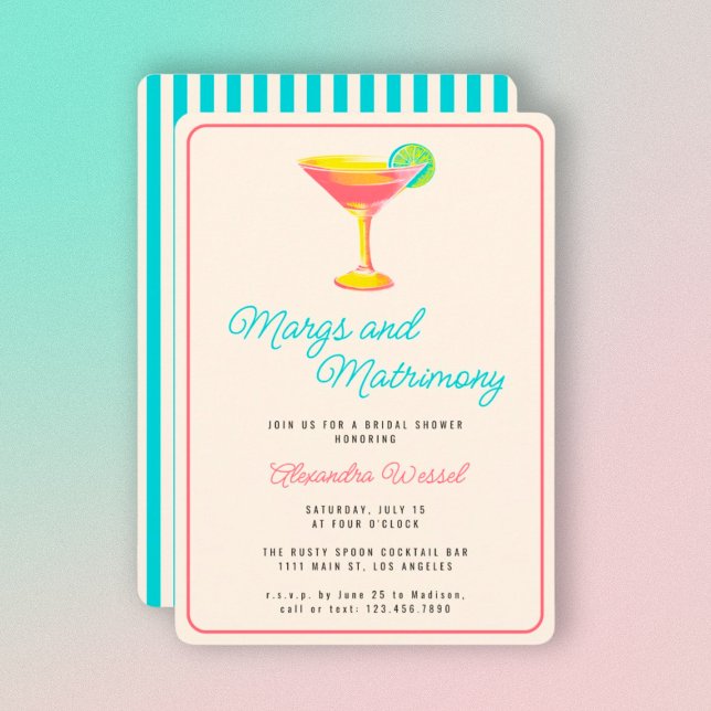Invitation Cocktails Rétro Mariage et Margs Enterrement de Vi (Créateur téléchargé)
