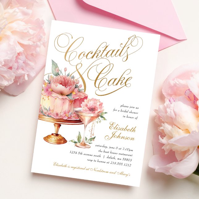 Invitation Cocktails roses élégants et Fête des mariées de gâ (Créateur téléchargé)