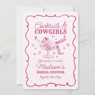 Invitation Cocktails roses et cow-girls spectacle de mariage 