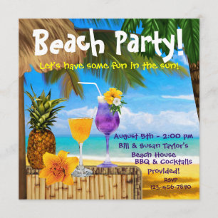Invitation Cocktails sous les palmiers Fête de plage pour adu