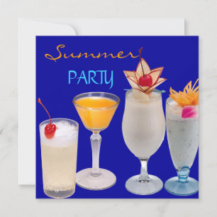 Invitation Cocktails Summer Party Boissons Bleu Jaune