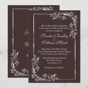 Invitation Cocoa Cadre Argenté