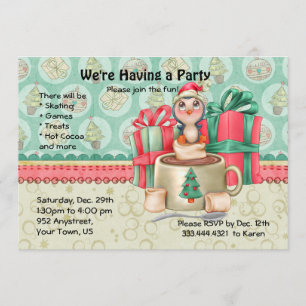 Invitation Cocoa Penguin Fun d'hiver