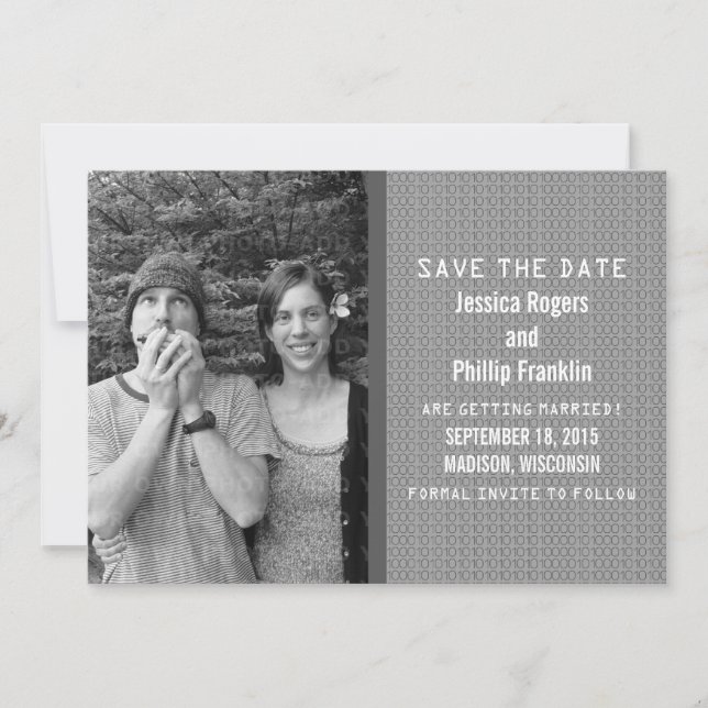 Invitation Code Photo Gris de Save the Date Invite (Devant)