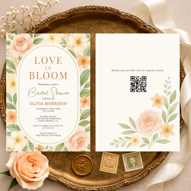 Invitation Code QR Amour en Fleur Fête de Mariage Florale (Créateur téléchargé)