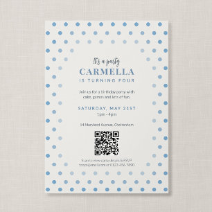 Invitation Code QR Anniversaire French Blue à pois