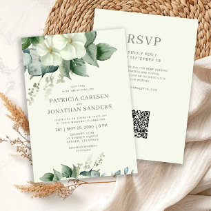 Invitation Code QR aquarelle floral rustique élégant mariage