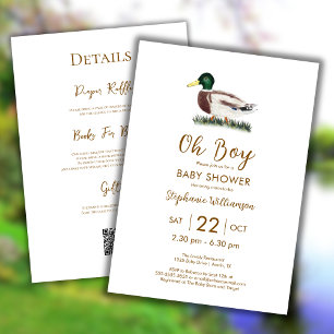 Invitation Code QR Baby Shower Canard Colvert Oh Garçon