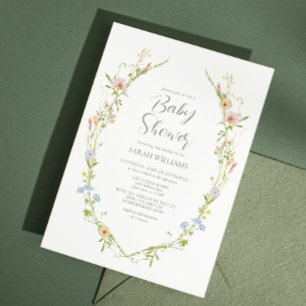 Invitation Code QR Baby shower Fleur sauvage neutre pour les 