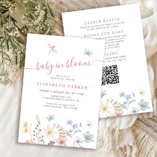 Invitation Code QR bébé en fleurs fête de bébé fille sauvage