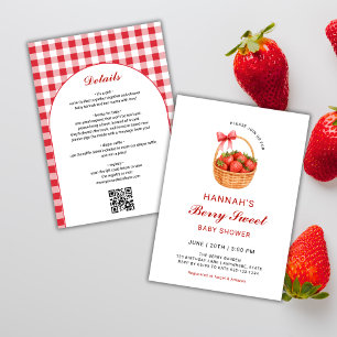 Invitation Code QR Bébé Fille Fraise Sucrée Baby Shower