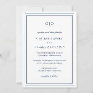 Invitation Code QR Bleu de la marine classique Mariage élégan