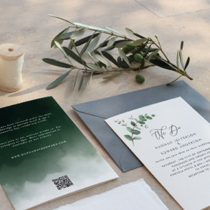 Invitation Code QR budget aquarelle botanique Eucalyptus