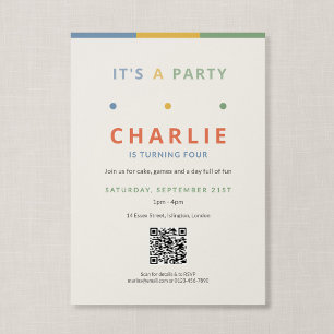 Invitation Code QR C'est une fête d'anniversaire colorée pour
