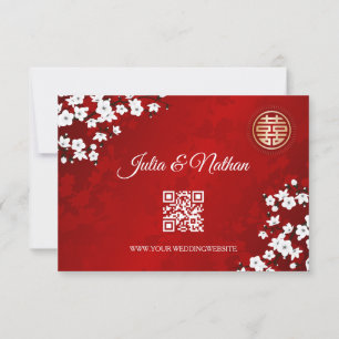 Invitation Code QR   Cherry Blossom Red RSVP Mariage chinois