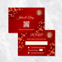 Code QR | Cherry Blossom Red RSVP Mariage chinois