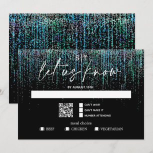Invitation Code QR Choix de repas RSVP Moderne Paillettes sar