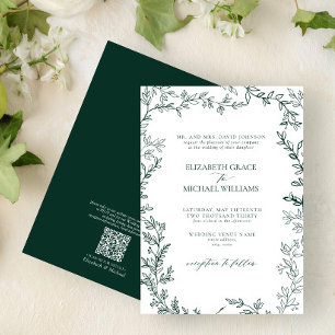 Invitation Code QR Classic Mariage vert émeraude