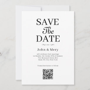 Invitation Code QR Classique Photo Mariage Enregistrer La Dat