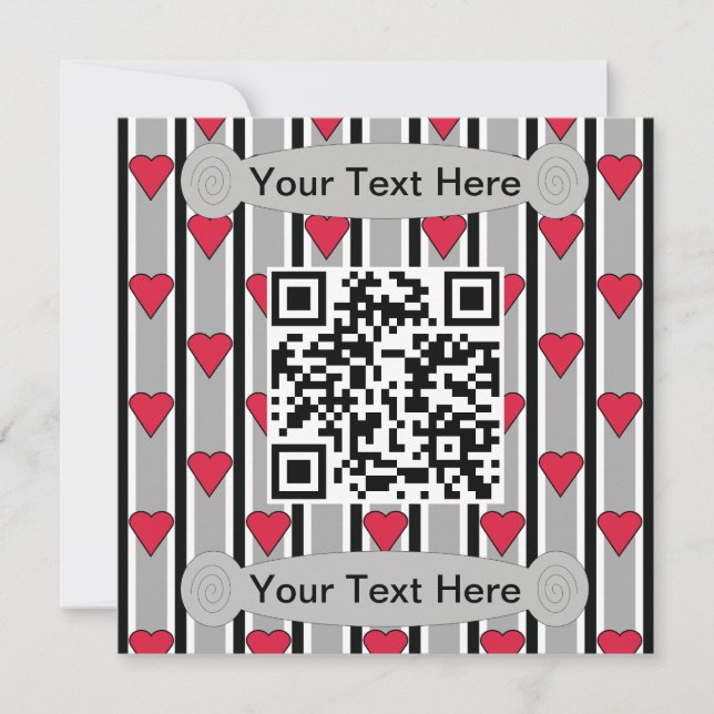 Invitation Code QR cœur noir, rouge et blanc amusant et fanta (Devant)