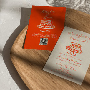 Invitation Code QR Colorful Main Drake Cake Retro Mariage amu
