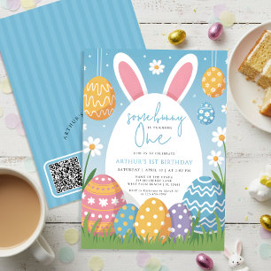 Invitation Code QR d'anniversaire de Pâques de Some Bunny Tur