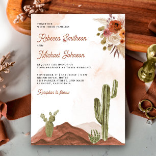 Invitation Code QR de cactus floral en terre cuite Photo de m