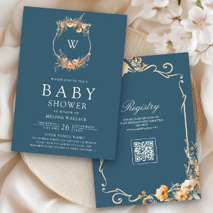 Invitation Code QR de fleurs sauvages d'automne Baby Shower B
