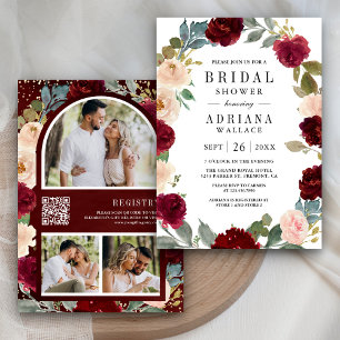 Invitation Code QR de la douche de mariée florale pêche de Bo