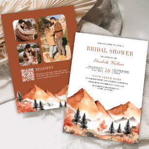 Invitation Code QR de la montagne en terre cuite pour la fête