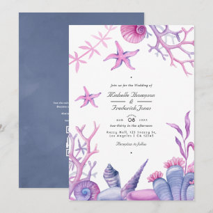 Invitation Code QR de la vie océanique à l'aquarelle Mariage