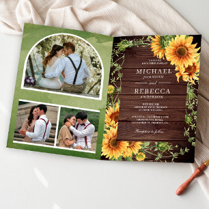 Invitation Code QR de l'arche de mariage avec des tournesols