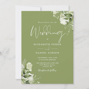Invitation Code QR de mariage à la verdure florale verte de m