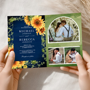 Invitation Code QR de mariage de photos de tournesols en bois