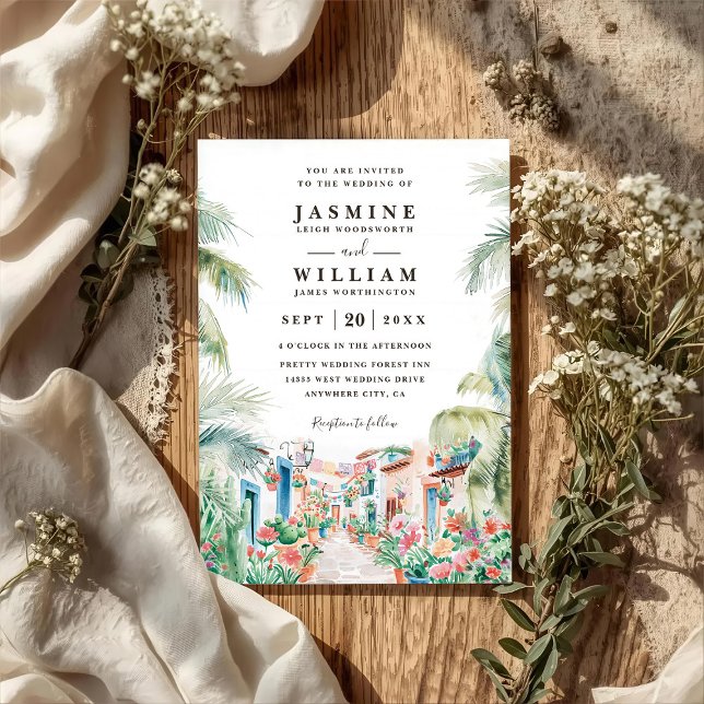 Invitation Code QR de mariage Destination Palmier Scène Mexic (Créateur téléchargé)