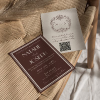 Code QR de mariage élégant au chocolat brun et à l