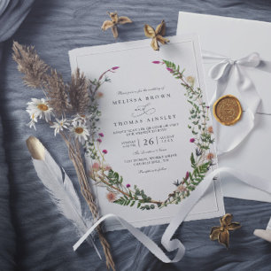 Invitation Code QR de mariage élégant et chic avec des fleurs