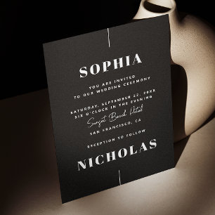 Invitation Code QR de mariage élégant minimaliste chic noir