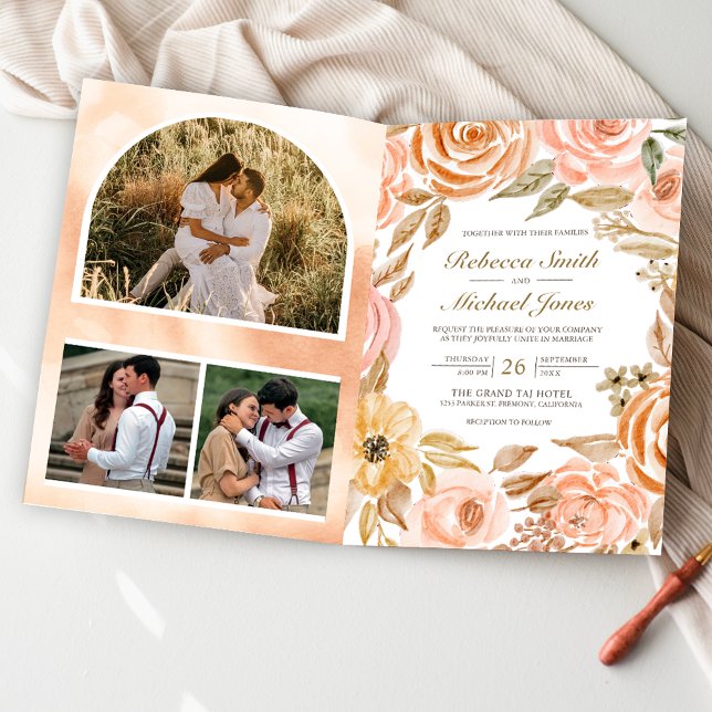 Invitation Code QR de mariage Floral Automne Rustique (Créateur téléchargé)