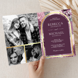 Invitation Code QR de mariage floral mauve poussiéreux Arch