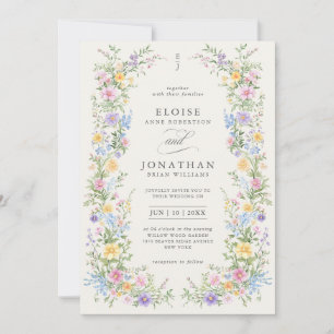 Invitation Code QR de mariage floral ornemental pastel doux d