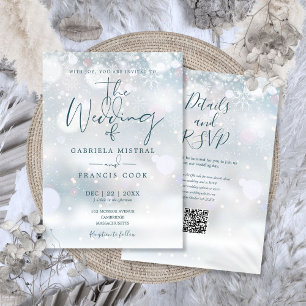 Invitation Code QR de Mariage hivernal enneigé