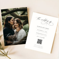 Code QR de mariage minimaliste boho avec écriture