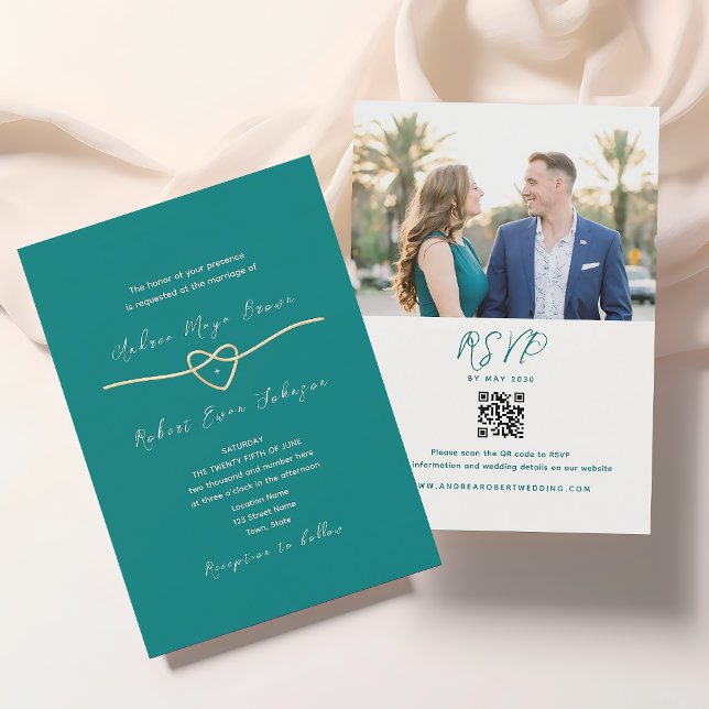 Invitation Code QR de mariage moderne sarcelle (Créateur téléchargé)