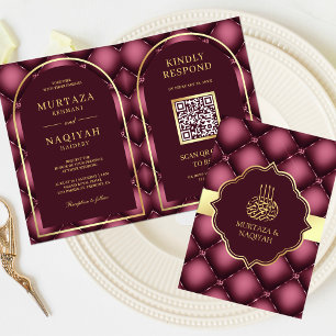 Invitation Code QR de mariage musulman à motif touffeté de Bo
