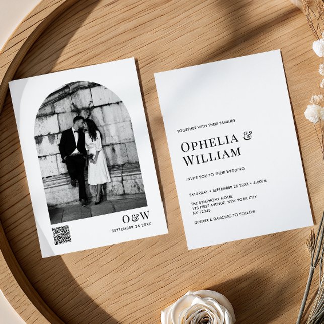 Invitation Code QR de mariage photo d'architecture minimalist (Créateur téléchargé)