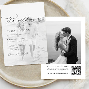 Invitation Code QR de mariage photo écriture Boho